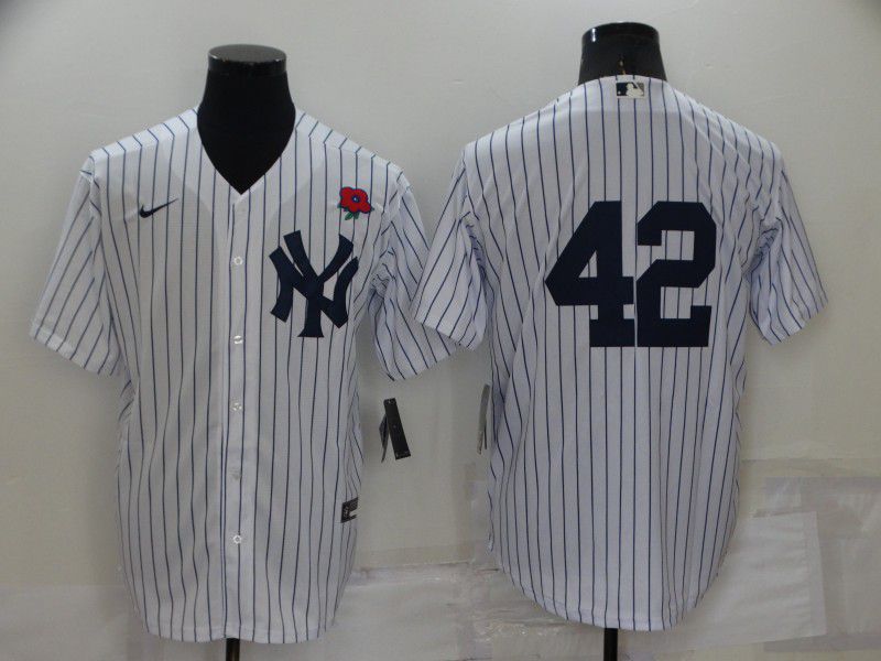 Men New York Yankees #42 No Name White Strip Game 2022 Nike MLB Jersey->new york yankees->MLB Jersey